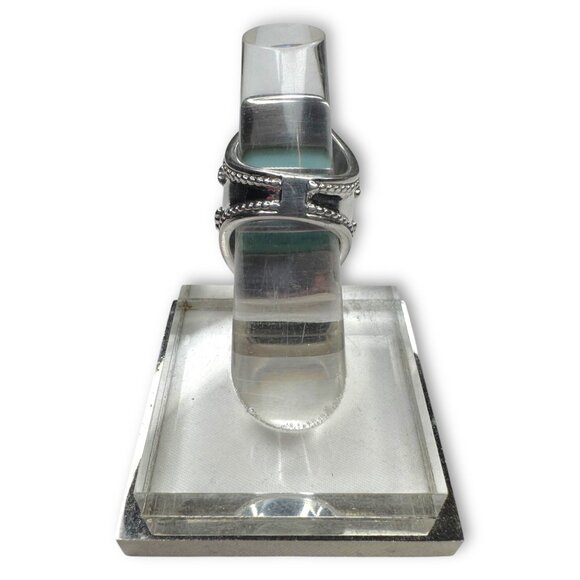 Doug Paulus Sterling Silver Larimar Spinel Oval Ring 5.25 - Picture 8 of 11